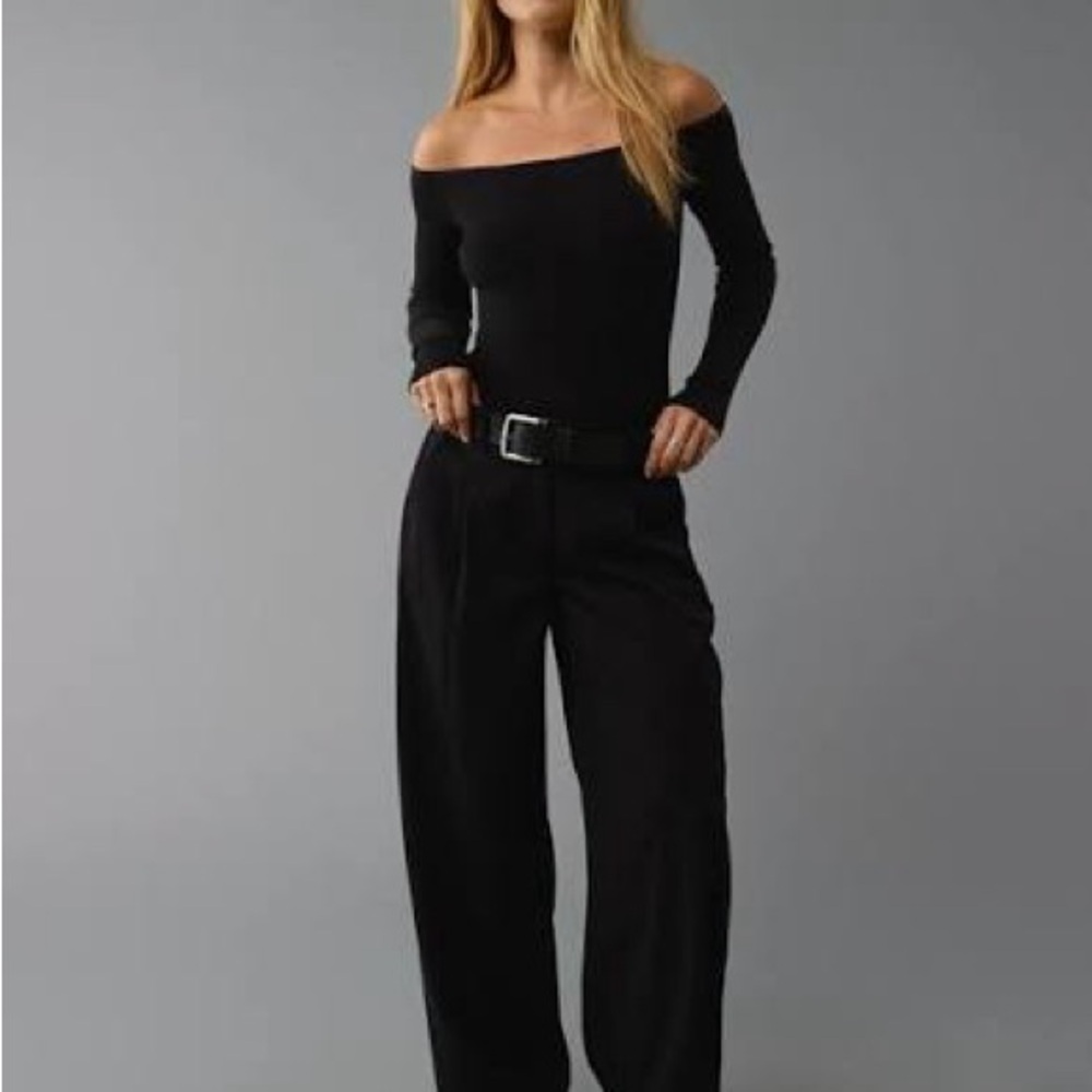 NWOT American Eagle Brown Long-Sleeve Off-The-Shoulder Sweater Bodysuit